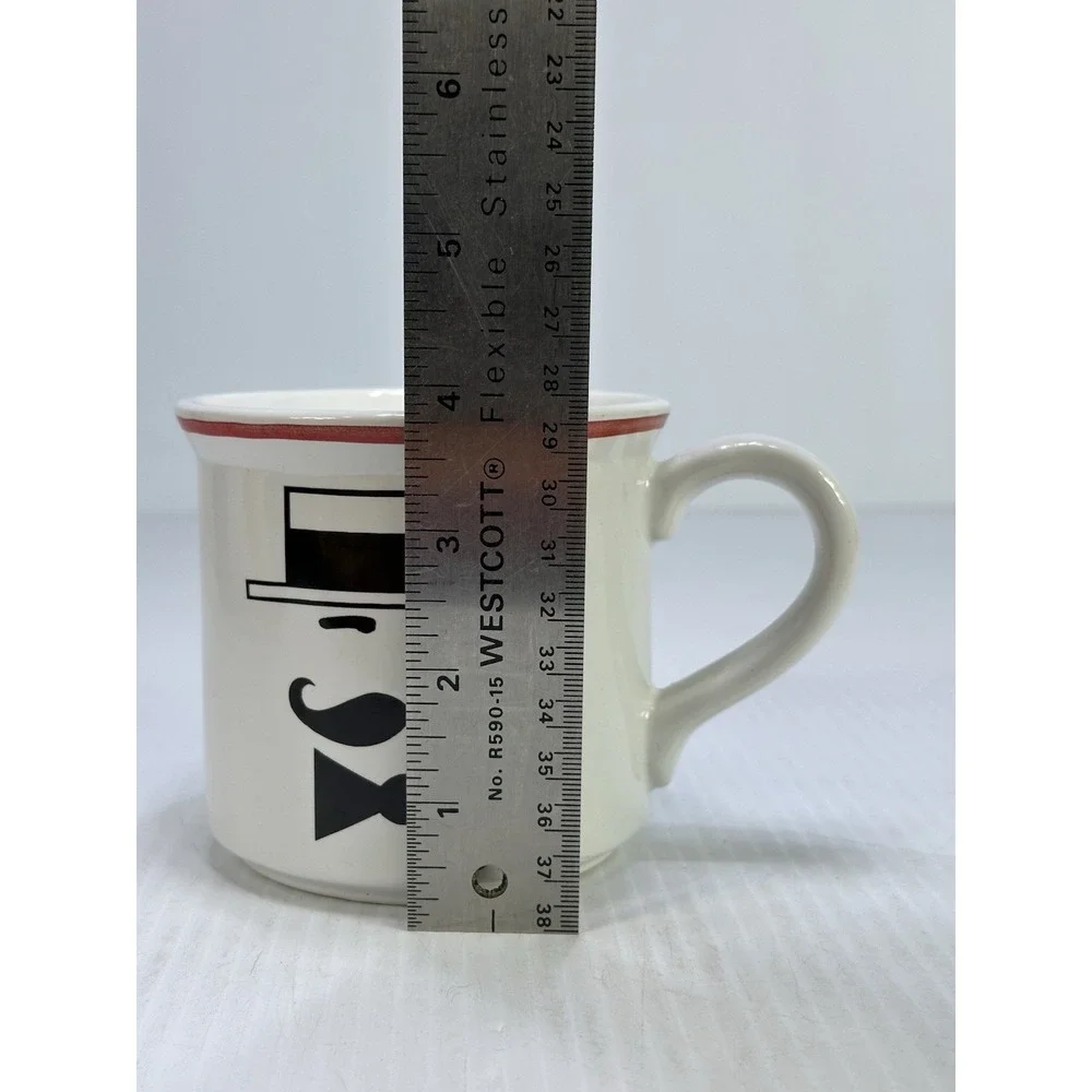 Vintage Ceramic Mans Face Mustache Mug Coffee Top Hat Bow Tie White